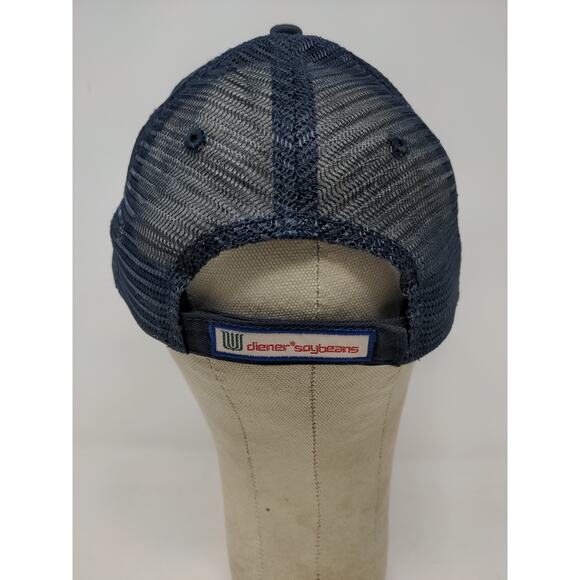 Heritage Seeds Diener Soybeans Strapback Meshback Hat OSFA Black Blue Patch Logo - Picture 6 of 10